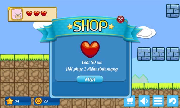 Mua vật phẩm hồi máu trong Shop cửa hàng