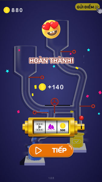 Đưa các dòng nước cùng màu vào bình chứa