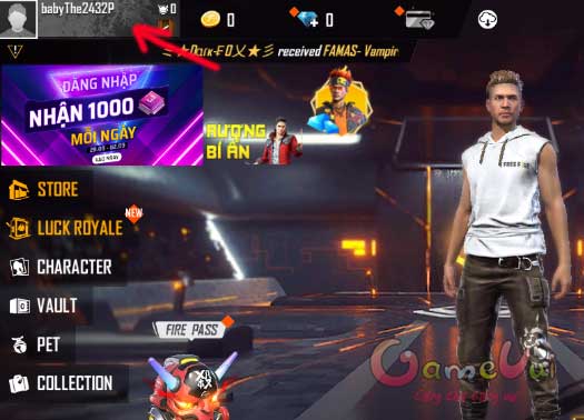 Ấn vào tên tài khoản