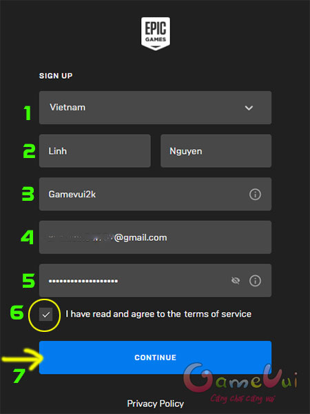 Điền thông tin cá nhân