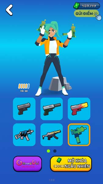 Mở khóa các loại súng trong Shop cửa hàng
