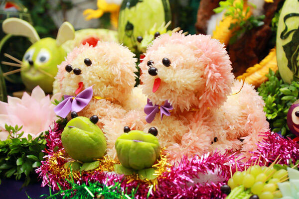 Đặt chó bưởi vào mâm ngũ quả