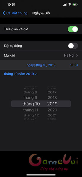 Chỉnh lại thời gian 31/10/2019