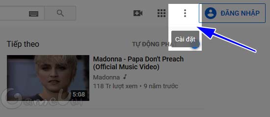 Chọn Cài đặt YouTube