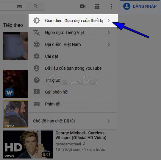 Giao diện YouTube
