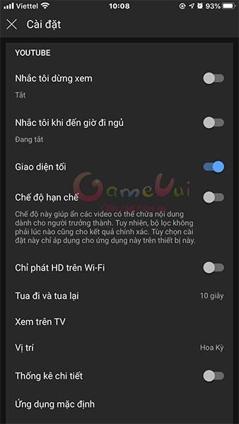 Bật Giao diện tối