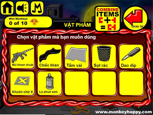 Các vật phẩm thu thập được