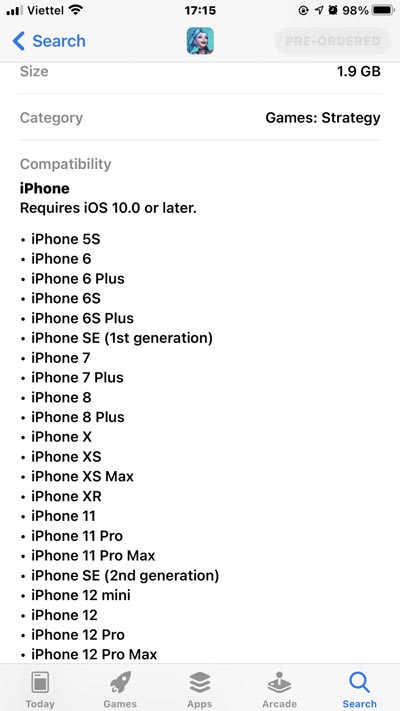 Điện thoại iPhone 5S cũng có thể cài được LMHT Tốc chiến