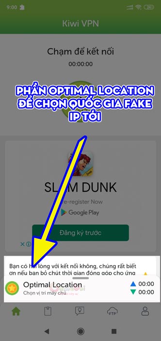 Chọn khu vực để kết nối