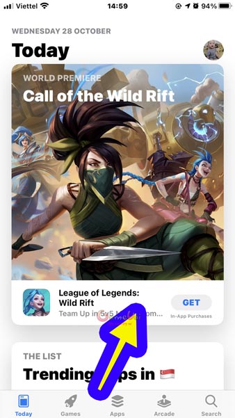 Tìm Wild Rift trên Apple Store