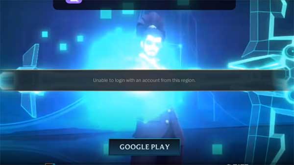 Lỗi Unable to login with an account from this region