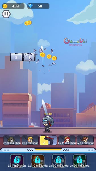 Điều khiển nhân vật Pubg Chibi bắn súng