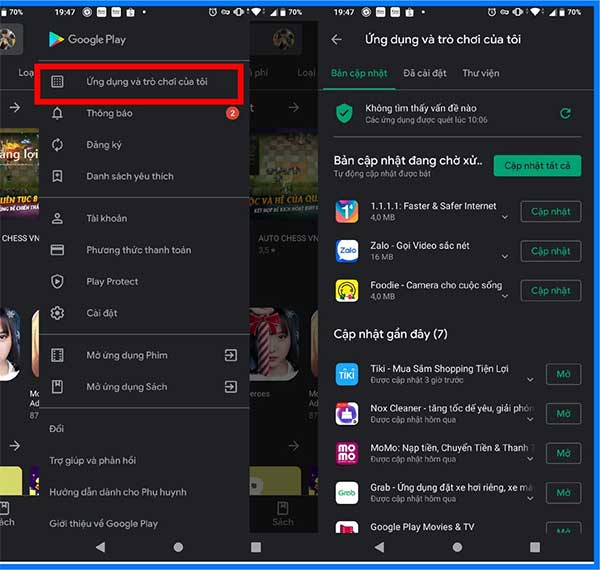 Cập nhật trên Android
