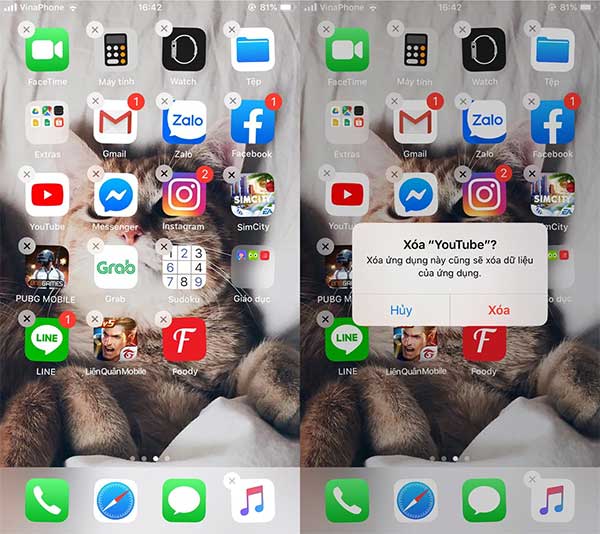 Xóa dữ liệu trên iOS