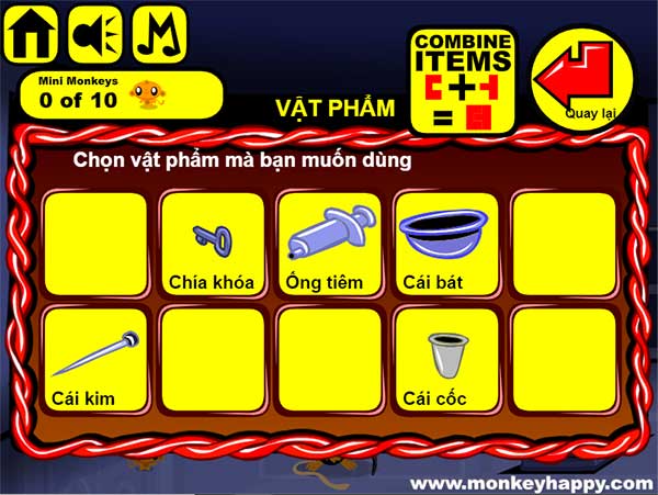 Các vật phẩm thu được