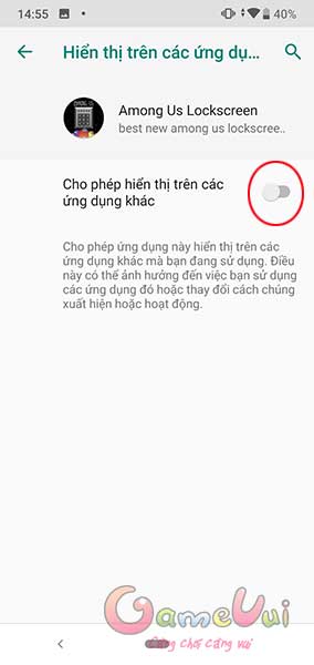 Hiển thị ứng dụng khác