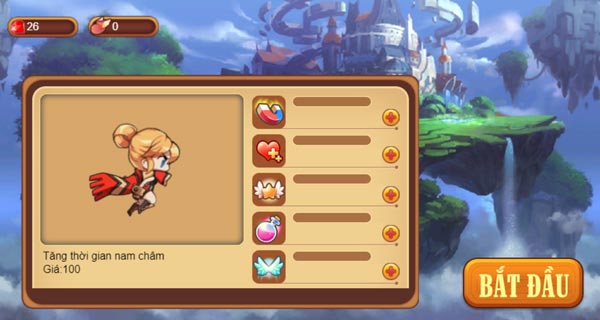 Nâng cấp chỉ số sức mạnh cho Dora