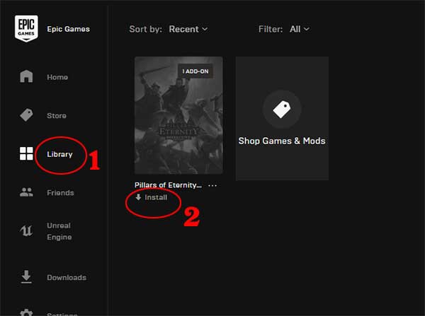 Cài đặt trò chơi trong thư viện
