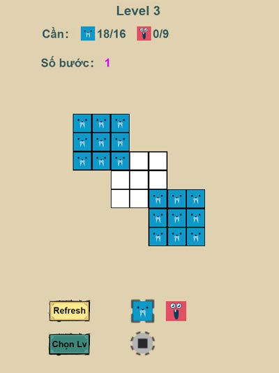Chọn các ô phù hợp để tìm ra màu xanh, đỏ hoặc vàng