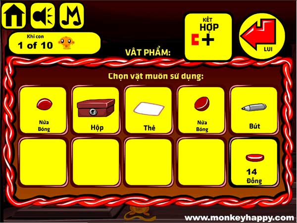 Các vật phẩm thu được