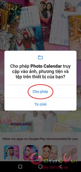 Cho phép ứng dụng truy cập ảnh trên thiết bị