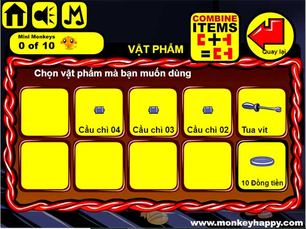Các vật phẩm thu được