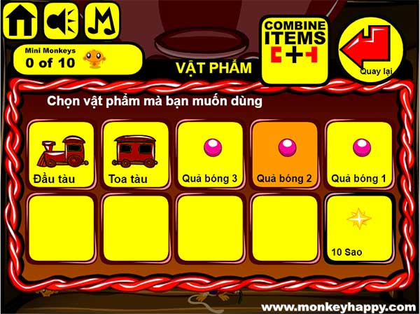 Các vật phẩm thu được