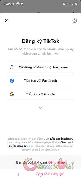 Chọn cách thức đăng ký