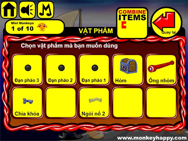 Các vật phẩm thu được