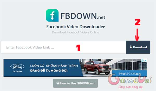 Tải video Facebook bằng Fbdown