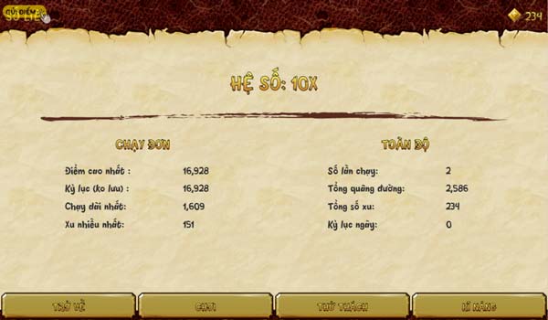 Thống kê số liệu của người chơi