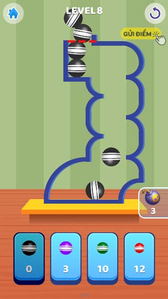 Lần lượt cho các quả bóng vào lọ chứa