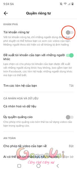 Tài khoản riêng tư