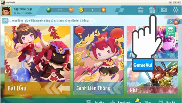 Chọn biểu tượng Hộp quà