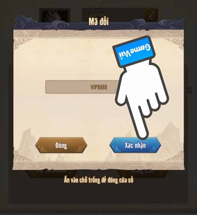 Nhập mã và bấm Xác nhận