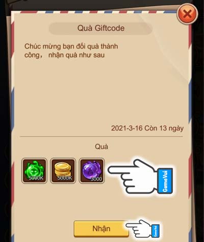 Kiểm tra và nhận phần thưởng trong hòm thư