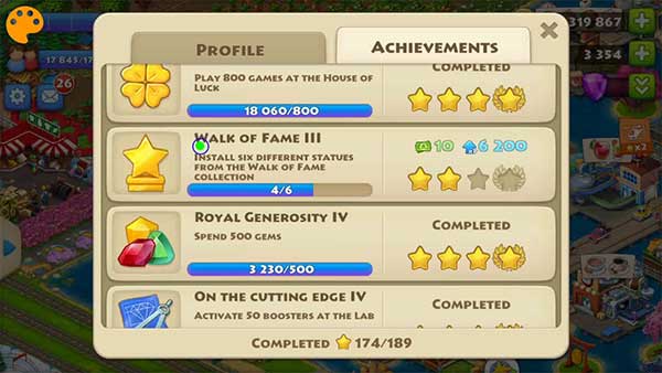 Đạt thành tích trong Township