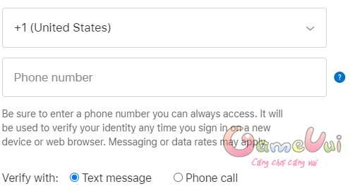 Nhập số điện thoại nhận mã xác minh