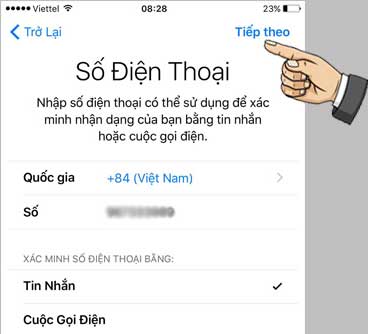 Điền số điện thoại