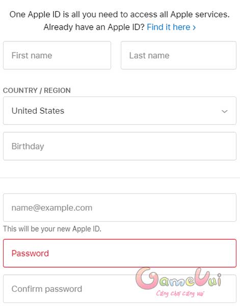 Điền thông tin đăng ký