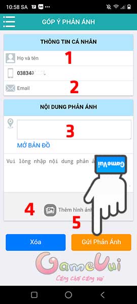 Nhập nội dung phản ánh