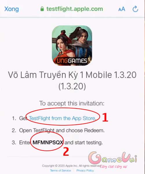 Cài TestFlight và copy mã