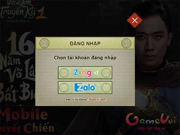 Đăng nhập tài khoản Zing ID hoặc Zalo