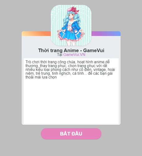 Chơi game Thời trang Anime - GameVui