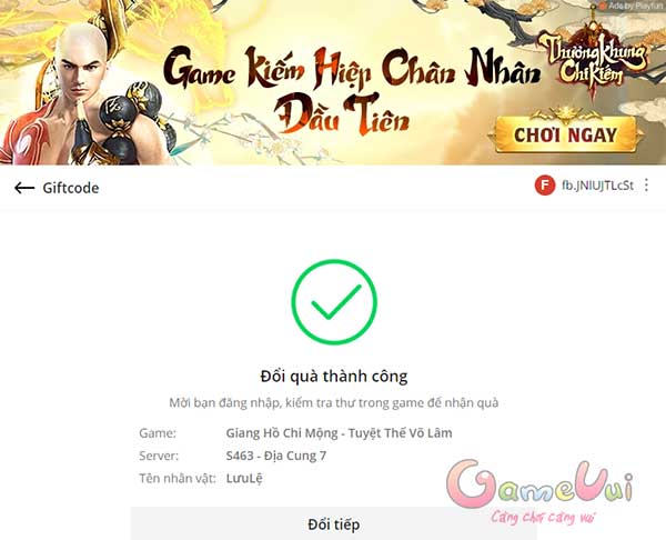 Đổi quà thành công