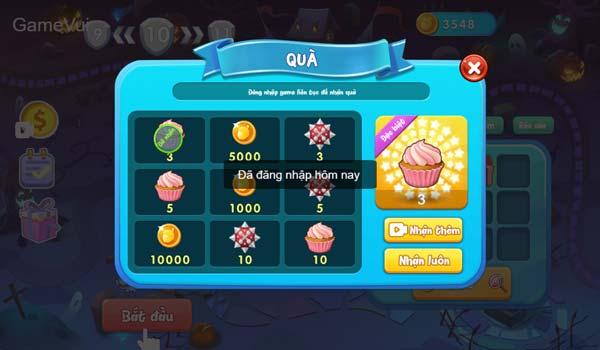 Nhận quà đăng nhập game