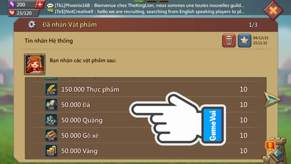 Nhận tất cả phần thưởng