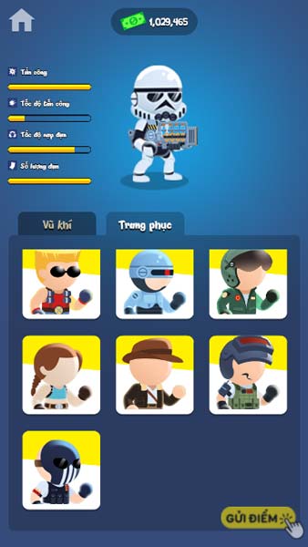 Skin trang phục nhân vật đa dạng