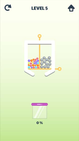 Đưa các quả bóng vào cốc chứa phía dưới