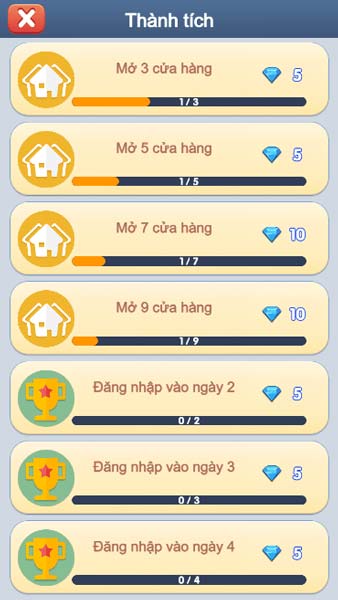 Mở khóa các thành tích để nhận thưởng